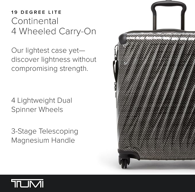 TUMI - 19 Degree Lite 4 Wheel Luggage - Lightweight and Highly Durable, Modern Contour, Hard Shell Men's and Women's Suitcase - 21.75" Continental Carry-On, Black Graphite