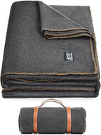 ONETIGRIS Wool Blanket,Wool Camping Blanket Warm, Thick, Washable, Large Car Blanket Great for Camping, Outdoors, Sporting Events, Survival Kits 64in x 87in