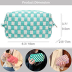 PAZIMIIK Checkered Makeup Bag for Purse Portable Zipper Make Up Pouch Small Cosmetic Case for Travel Accessories Arctic Blue