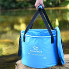 Premium Collapsible Bucket by Freegrace - Compact Portable Folding Water Container - Lightweight & Durable - Includes Handy Tool Mesh Pocket