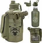 Iron Infidel Battle Bottle - Half Gallon Insulated Water Bottle with Paracord Handle, Large 64 oz Stainless Steel Water Jug with Rugged, Removable Sleeve for Keys, Wallet, & Phone (Live Free 2 Liter)