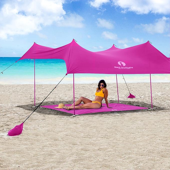 Red Suricata Sand Free Beach Mat – Large Sandproof Beach Blanket, Sandless, Waterproof – Fits and Matches Beach Canopy - Oversized Sand Proof Beach Mats for Outdoor, Picnic, Camping (Medium, Pink)