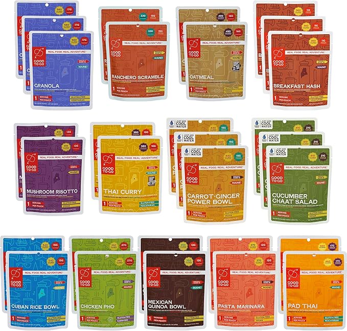 GOOD TO-GO Food Kit Assortments | Camping Food, Backpacking Food | Just Add Water Meals, Backpacking Meals | Dehydrated Meals Taste Better Than Freeze Dried Meals