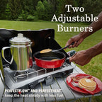 Coleman Triton+ 2-Burner Propane Camping Stove with InstaStart Ignition, Portable Camping Cooktop with 2 Adjustable Burners & Wind Guards, 22,000 BTUs of Power for Camping, Tailgating, Grilling