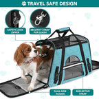 PetAmi Airline Approved Pet Carrier for Cats & Small Dogs, Soft Sided TSA Travel Carrier Bag Sherpa Bed, Breathable Mesh Ventilation, Collapsible Bowl, Fit Under Seat, Up to 18 lbs, Large Heather Blue