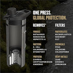 GRAYL GeoPress Titanium 24 oz Water Purifier Bottle - Filter for Hiking, Camping, Survival, Travel (Covert Black)