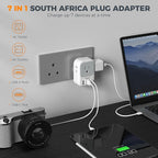 South Africa Plug Adapter 2 Pack, TESSAN Type M Power Adapter with 4 AC Outlets 3 USB Ports(1 USB C), Travel Adaptor US to Botswana Namibia Nepal Bhutan