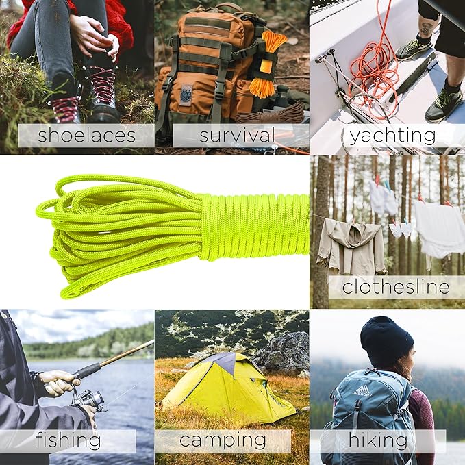 TECEUM 5/32" Paracord Rope 1000 – 1000ft / 200ft / 100ft / 50ft – Tactical Parachute Cord 4mm – 45+ Colors – Nylon String for Survival & Camping Gear – Stripe Cord for Survival – Utility Rope