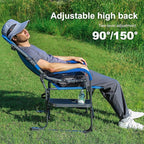 ALPHA CAMP Oversized Folding Camping Chairs High Backrest Reclining Director Heavy Duty Lawn Chairs for Adults Support 300 LBS Fishing Chairs with Large Side Table Cup Holders for Outdoor Fishing