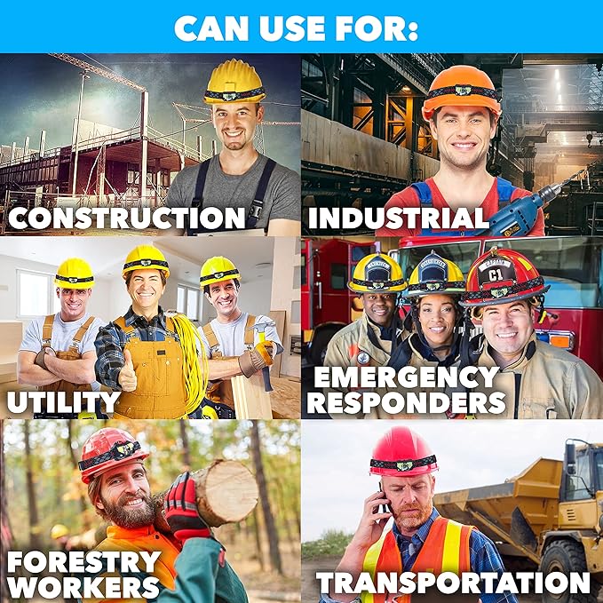 Skywin Hard Hat Light, Headlamp Rechargeable, Lightweight USB, XPG+COB 3 LED 200 Lumen Camping Helmet Light for Adults with Red Light IP44 Waterproof