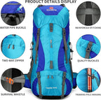 WintMing 75L Hiking Backpack with Rain Cover Waterproof Camping Backpack Shoes Warehouse for Men Women