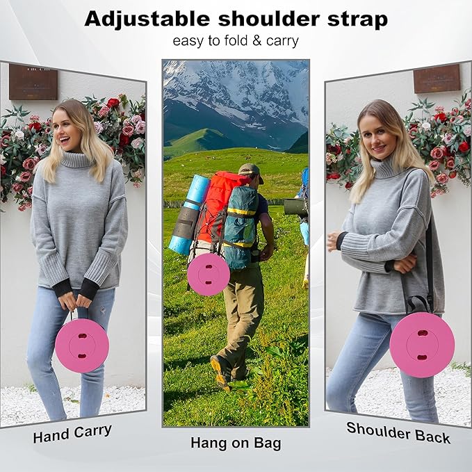 ALEVMOOM Upgraded Collapsible Stool with Thickened Cushion 18.1",600Lbs Max Weight Wider & Taller Pop Up Stool, Heavy Duty Portable Retractable Folding Chair or Travel Foot Rest for Camping, Outdoors