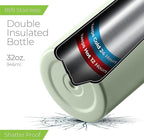 SipX™ Triple-Insulated Stainless Steel Water Bottle 32oz. With 3 Lids, BPA-Free Reusable Insulated Water Bottle Keeps Cold 24 Hours, Metal Water Bottle Made Of Sustainable Material For Hiking & Biking