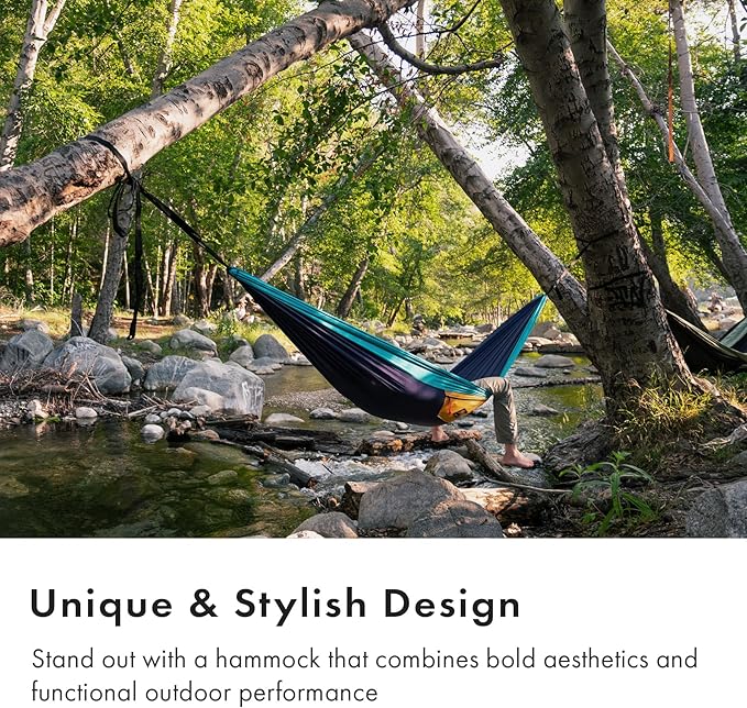 Suparpine II Hammock for Camping with Straps Included (Deep Blue, Double)