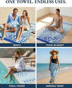 LANE LINEN Beach Towels 6 Pack, Oversized Pre-Washed Large Stylish Pool Towels for Adults, Quick Dry Lightweight Travel Towel, 39"x71" - Coral Beach