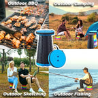 Upgraded Portable Folding Stool, Camping Retractable Seat for Adults Outdoor, Travel, Barbecue, Fishing, Waiting in Line Lightweight Chair 2022 Second Generation (Bluish Black)