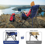ALPHA CAMP Heavy Duty High Back Camping Chairs with Cup Holder Oversized Folding Chair Outdoor Chair with Headrest,Lawn with Side Pocket for Lawn, Sports and Fishing, 500lbs