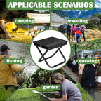 Camping Stool Pocket Chair, Lightweight Portable Stool with Shoulder Strap, Capacity 220lbs for Adults Outdoor Hiking Fishing Travel-Medium Black