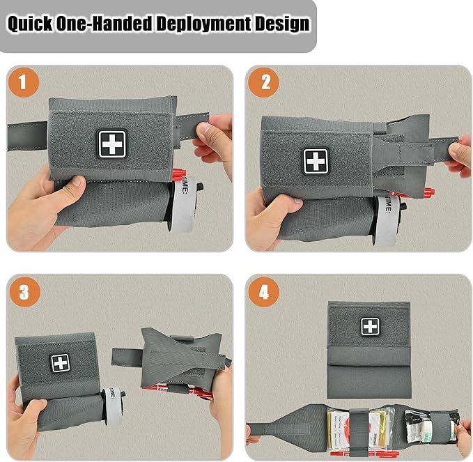 2-in-1 Micro Med Kit Med Pouch Tactical Mini First Aid Pouch Empty Small IFAK Pouch Compact Med Pouch EDC Bag with Tourniquet Holder |MOLLE Belt IFAK Micro Trauma Kit Pouch