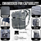 AMERICANPHOENIX 45L Elite Tactical Backpack | 3X Stronger Work & Military Backpack | Water Resistant and Heavy Duty | 3 Day MOLLE Bug Out Bag (Arctic Grey)