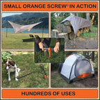 Ultimate Ground Anchors: Heavy Duty Screw-in Tent Stakes for High Wind, Sand, Canopies, and Camping - Made in USA, Included T-Grip Tool - (Small, Single Pack, Orange)