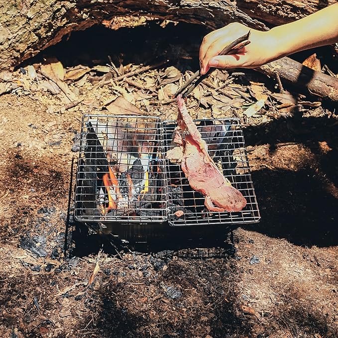 Fire Maple Maverick Wood Stove | Portable Durable Stainless Steel Campfire Stove with Grill | Ideal for Camping Backpacking Hiking Trips (Square Version)