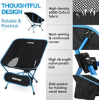 MARCHWAY Lightweight Folding Camping Chair with Spring Lock, Stable Compact Portable for Outdoor Camp, Travel, Beach, Picnic, Festival, Hiking, Backpacking (Lowback Blue)