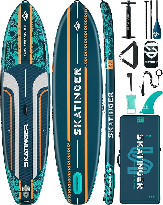 11'6×35" Super Wide Inflatable Paddle Board, Ultra Stable Stand Up Paddleboards for 450lb/3 People/Family/Big Size, Shoulder Strap, 5 Handles, 100L Backpack, All-Round Sup Board, US Fin