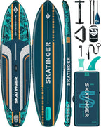 11'6×35" Super Wide Inflatable Paddle Board, Ultra Stable Stand Up Paddleboards for 450lb/3 People/Family/Big Size, Shoulder Strap, 5 Handles, 100L Backpack, All-Round Sup Board, US Fin