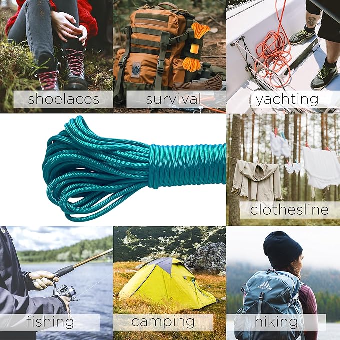 TECEUM 5/32" Paracord Rope 1000 – 1000ft / 200ft / 100ft / 50ft – Tactical Parachute Cord 4mm – 45+ Colors – Nylon String for Survival & Camping Gear – Stripe Cord for Survival – Utility Rope