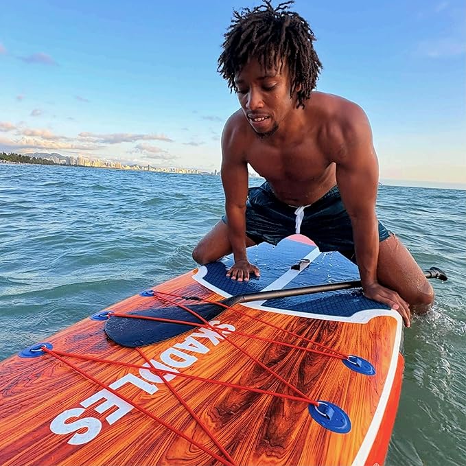 10’6’’ Portable Inflatable Stand Up Paddle Board (SUP) for Adults and Youth with Non-Slip Deck – Complete Accessories Kit, Perfect for Fishing, Yoga, Fitness & Family Fun