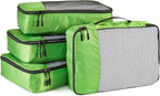 Amazon Essentials 4-Piece Packing Cubes Travel Accessories Set, Luggage Organizer with Double Zipper, Mesh Top, 100% Polyester, Medium, Green (Previously Amazon Basics)