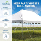 Party Tents Direct 20'x30' Canopy Tent, Weekender Canopy Pole Tent, Easy Up with Heavy Duty PVC White Top, 120 Person Capacity, Outdoor Canopies, Tents for Parties, Weddings & Events