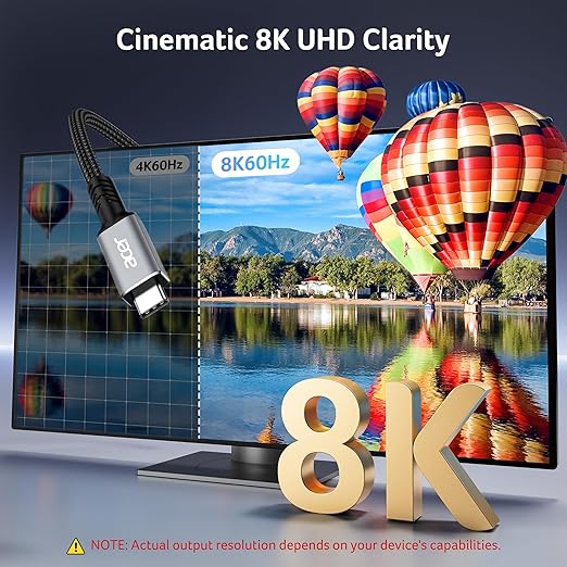 acer USB4 Cable 40Gbps, 8K@60Hz USB-C Video Cable, 240W Fast Charging Thunderbolt 4/3 Braided High Speed Cable Compatible with MacBook, SSD, Docking, iPhone 16 and More (6.6FT)