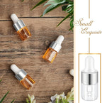 100 Pcs Mini Glass Oil Dropper Bottle Bulk, Clear Essential Small Empty Bottles Sample Containers Perfume Liquid Vials with Cap for Traveling (2 ml,Silver)