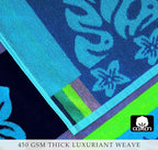 COTTON CRAFT Oversized Beach Towel - 2 Pack XL 39 x 68 inches Big & Huge Beach Blanket Towel - 100% Cotton Jacquard Velour - Super Soft Luxury - Pool Picnic Bath - Tropical Hibiscus Aqua Blue Purple