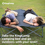 KingCamp 2 Person Queen Size Camping Cot, Folding Portable Double 550lbs Heavy Duty Oversized Large XXL Wide Foldable Sleeping Bed with Carry Bag for Two Adult Outdoor Travel Tent, Grey