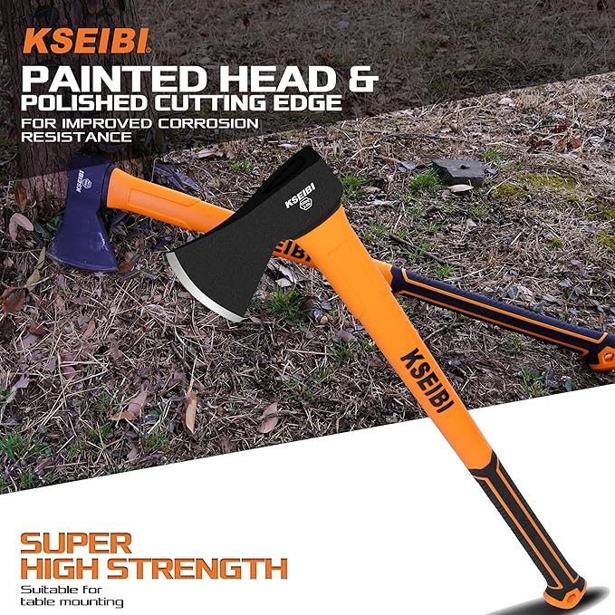 KSEIBI 36-Inch Splitting Axe - Forged Carbon Steel, Wood Chopper & Kindling Axe for Chopping, Heavy-Duty Maul with Ergonomic Fiberglass Handle, Shock Reduction, Anti-Slip Grip