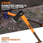 KSEIBI 36-Inch Splitting Axe - Forged Carbon Steel, Wood Chopper & Kindling Axe for Chopping, Heavy-Duty Maul with Ergonomic Fiberglass Handle, Shock Reduction, Anti-Slip Grip
