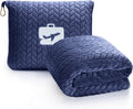 EverSnug Travel Blanket & Pillow 68x42 - Premium Ultra-Soft Microfleece 2 in 1 Compact & Packable Flight Blanket with Soft Bag Pillowcase, Hand Luggage Sleeve and Backpack Clip (Navy Blue)