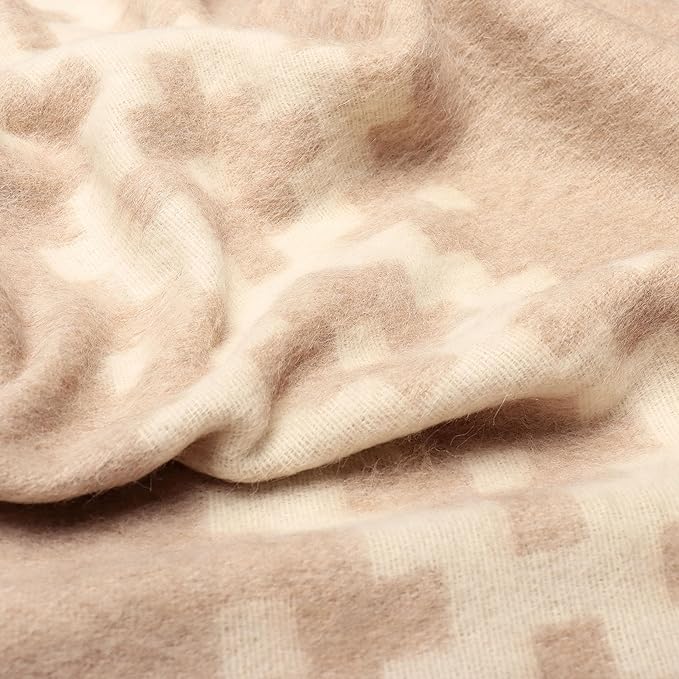 Thick Alpaca Wool Blanket Heavyweight Camping Outdoors Indoors Soft Peruvian Alpaca Wool Blankets That Come in Twin Queen King Size Ethnic Design (Beige - Ivory Stripes, King)
