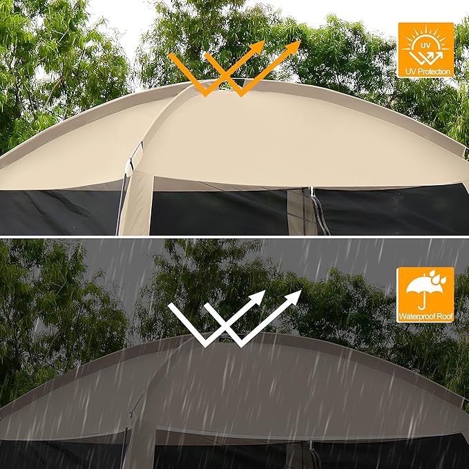 12' X 12' Screen House Room - Camping Screen Tent 8-10 Person&Instant UV Resistant Sun Shelter,Easy to Set up&Mosquito net Tent&Waterproof,Suitable for Family Camping Trip,Backyard,Picnic