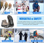 Ice Cleats for Shoes and Boots Men Women Snow Traction Cleats Crampons Anti Slip Shoe Grippers Spikes for Snow Ice Winter Walking Non-Slip 24 Studs Overshoe Slip-on Stretch Footwear