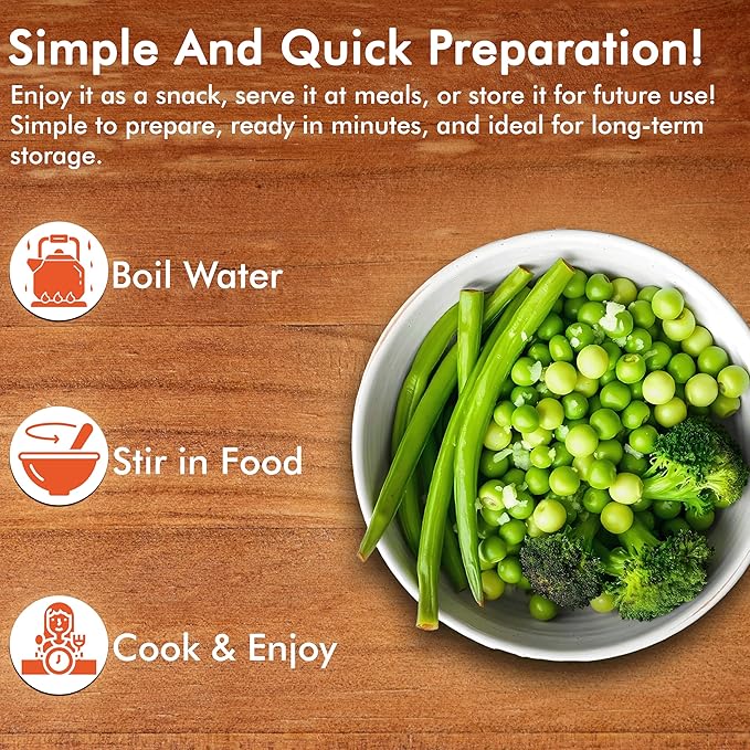 NuManna Freeze-Dried Vegetables Bucket | 100 Servings Contains Peas, Green Beans & Broccoli | Non-GMO, No Preservatives, No MSG Camping and Emergency Veggie Meal Survival Food with 25 Years Shelf Life