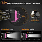 EverBrite 600 Lumen Headlamp, Rechargeable Headlight with 4 Modes, Super Bright Head Lamp with Spotlight & Floodlight, Motion Sensor, Memory Function for Camping, Hiking-Pink