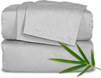 Full Sheets by Pure Bamboo, Genuine 100% Organic Viscose Derived from Bamboo Bed Sheet Set, Luxuriously Soft & Cooling, Double Stitching, Lifetime Quality Promise (Full, Silver Pearl)