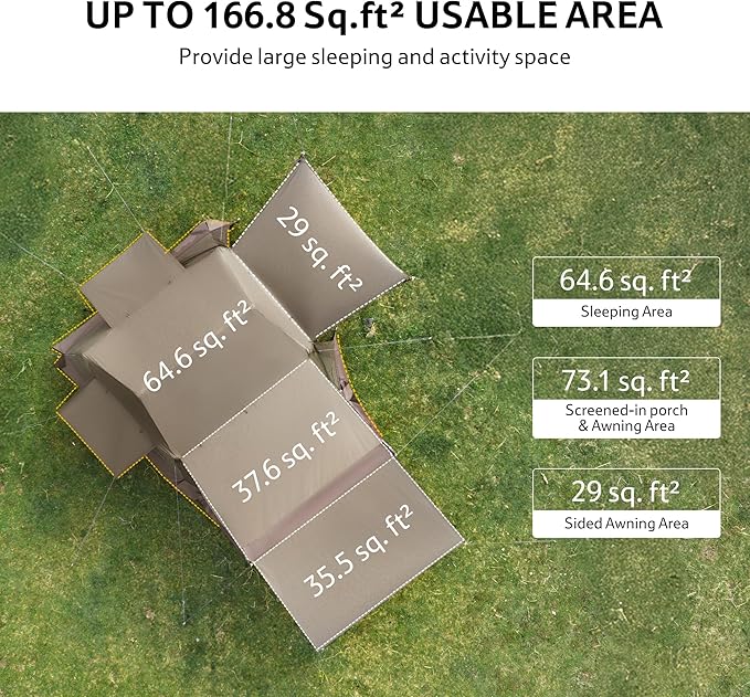 Naturehike Village Instant Tent, 4 Person 8 Person Camping Tent with Full Rainfly, Waterproof Large Cabin Tents for Car Camping