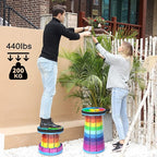 ALEVMOOM Upgraded Portable Collapsible Folding Stool with Cushion Retractable Telescoping Stool for Adults Sturdy Capacity 440lbs Camping Stool for Outdoor Hiking Garden BBQ with Bag