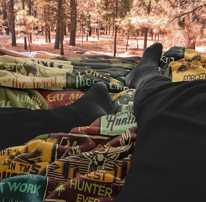 Hunting Gifts for Men, Hunting Gift Blanket 60"x50", Gifts for Hunters, Hunter Present for Dad/Gandpa, Hunting Decor