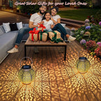 2Pack Solar Outdoor Lanterns Waterproof, Garden Gifts for Mom, Rose Solar Garden Decor , Warm White Table Lights for Yard Art, Porch, Mothers Day Grandma Wife (Antique Bronze )